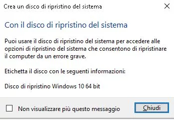 Disco di Ripristino Windows 10